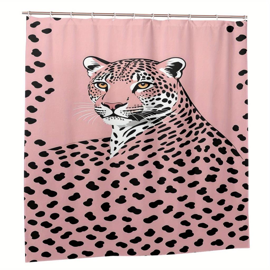 Fashionable Leopard Print Shower Curtain with Grommets - Durable Polyester, Machine Washable, Perfect for Bathroom Decor, Bathro