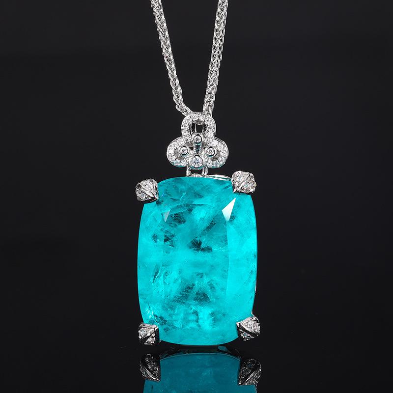 New Jewelry Copper Bottom Gold Plated Fashion Simulation Emerald Paran Large Pendant Necklace 20 * 28