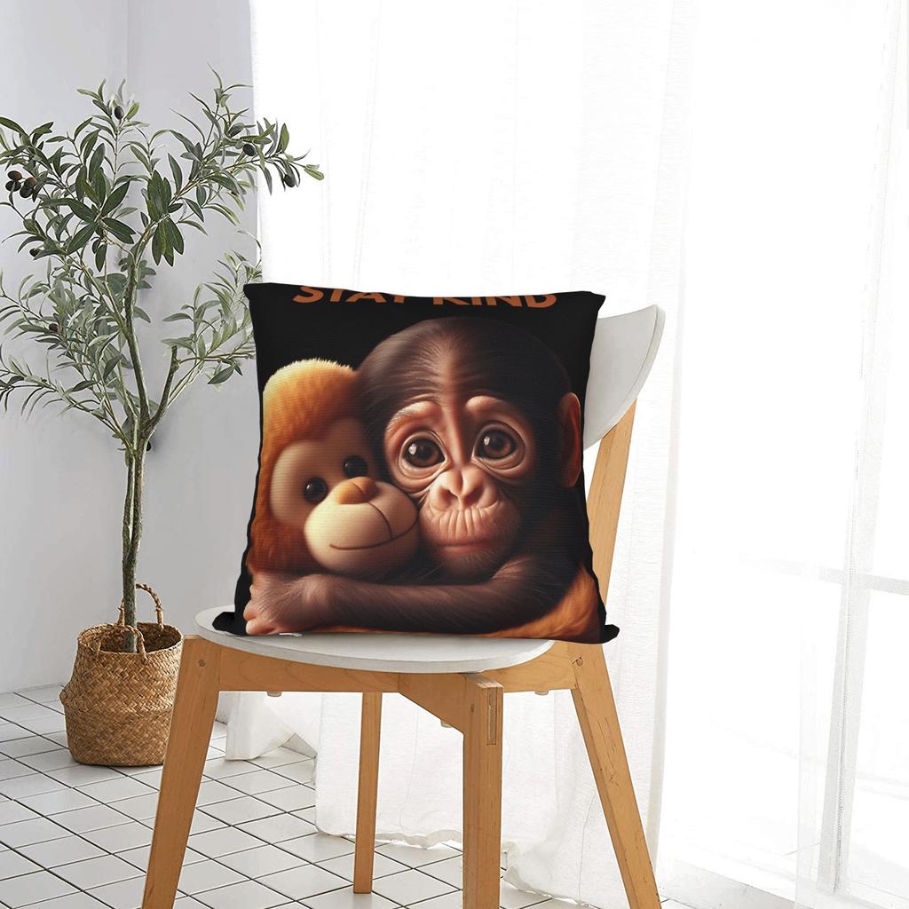 Punch Monkey Sticker Funny And Trendy Cartoon Monkey Pillow Case Morden Pillow Cover Soft Pillowcases For Chair Sofa Home Decor