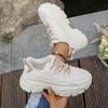 Mode Atmungsaktive Mesh Schnür-Sneakers Damen 2025 Herbst Runde Zehen Dicke Sohle Sneakers Komfort Weiche Sohle Rutschfest Laufschuhe