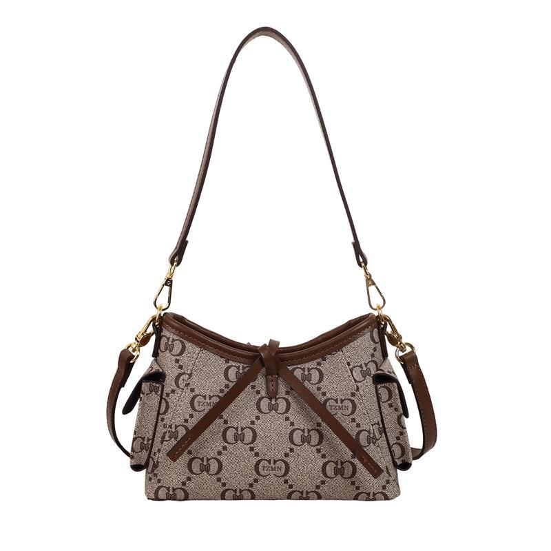 

Популярная ретро сумка-ведро женская новая модная сумка на плечо сумка-мессенджер с принтом текстуры для通勤 женская сумка