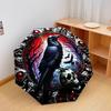 1PC Crow Raven Skull Umbrella Portable Folding Umbrella Iron Frame Hole Bone Structure Outdoor Home Umbrella