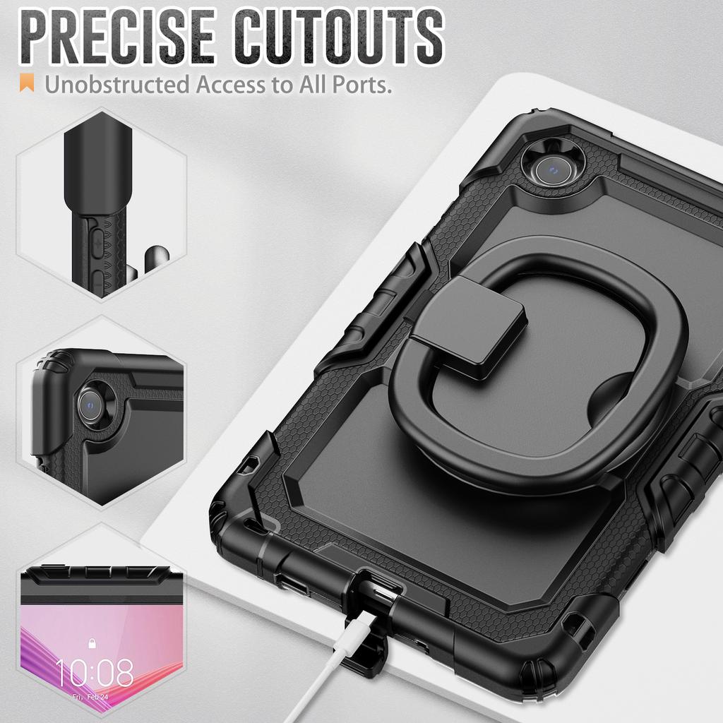 For Lenovo Tab K9 TB305FU Kickstand Case PC+Silicone Tablet Cover with Shoulder Strap