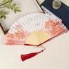 Ancient Style Folding Fan, Chinese Style Black Bamboo Fan, Golden Bamboo Women's Fan, Classical Qipao Accessory, Portable Folding Fan