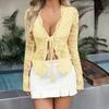 European and American Cross-Border Foreign Trade Women Clothes Spring Summer Amazon Independent Station Y2g Sexy Lace Strap Long Sleeves Shirt Top