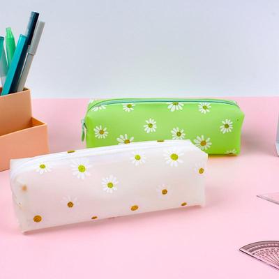 Estuche para Lápices de Gran Capacidad Daisy Simple Transparente para Niña Bolsa de Almacenamiento Daisy para Cosméticos Estuche para Lápices de Estudiante