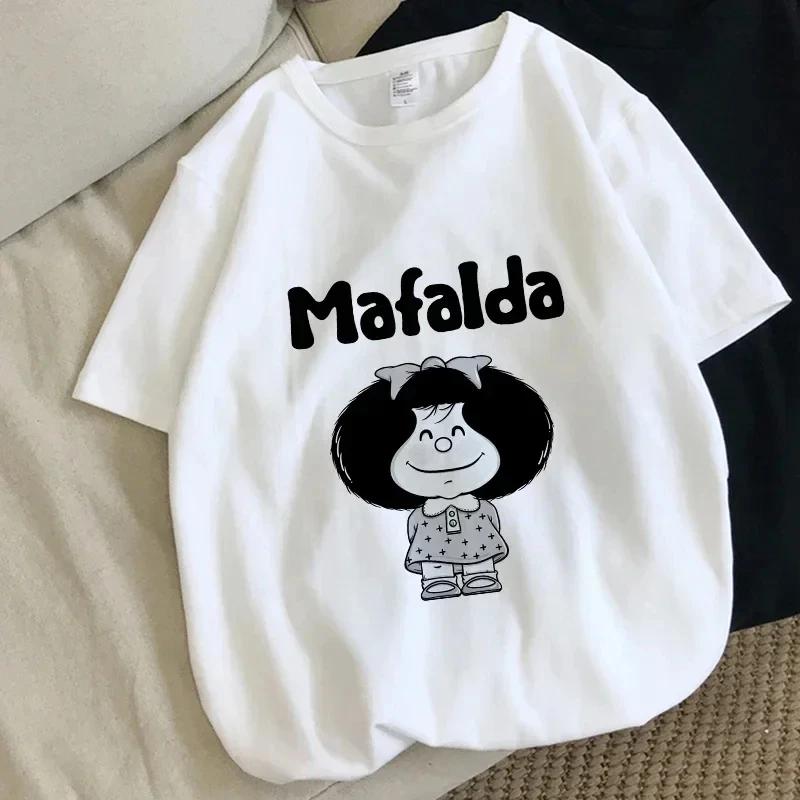 Harajuku Fun Cartoon Mafalda Kawaii Pattern Printed T-shirt Summer Cotton T-shirt Fashion Trend Top Harajuku Cotton Street Wear