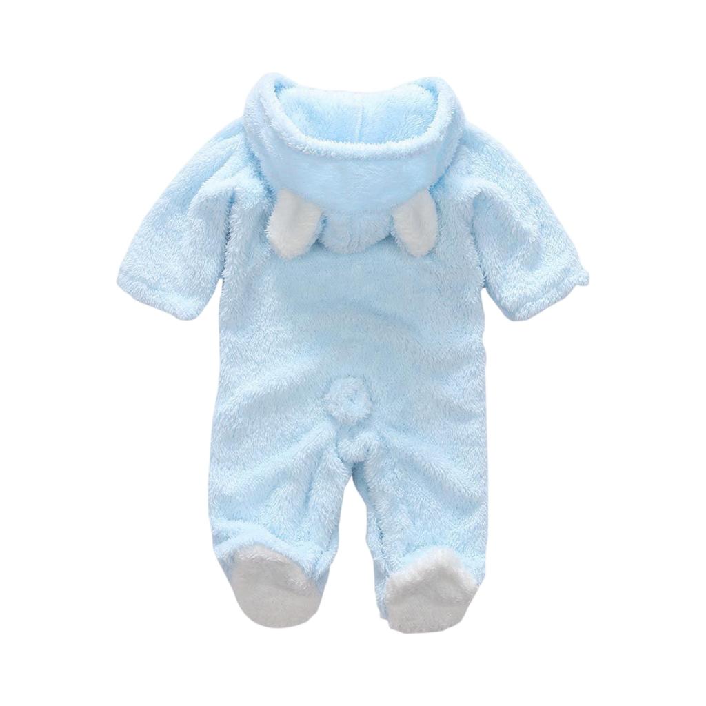 Kids' Coral Fleece Romper - Color Hooded Onesie