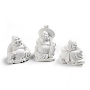 Statuettes Bouddha - Powertex - 3 pièces - Plâtre - 4 cm - Décoration intérieure