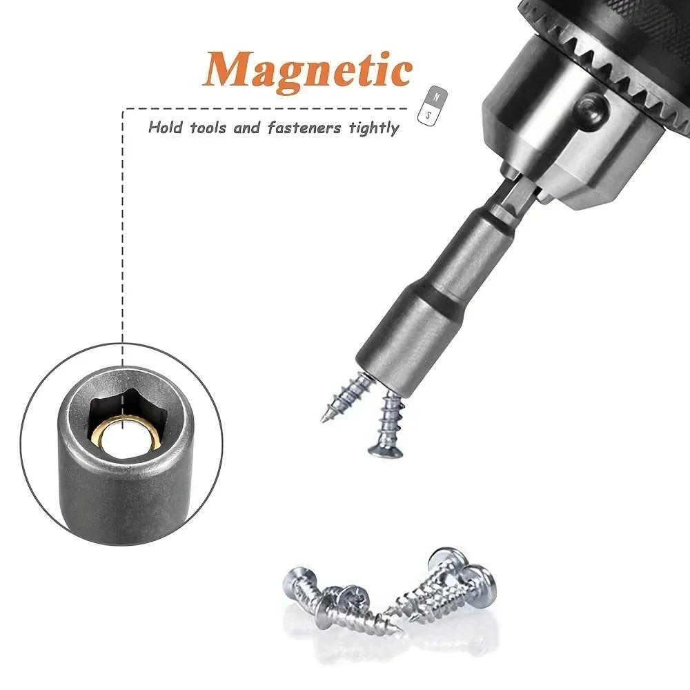 6mm-19mm Impact Socket Magnetic Nut Screwdriver 1/4 Hex Key Set Drill Bit Adapter for Power Drills Impact Drivers Socket Kit
