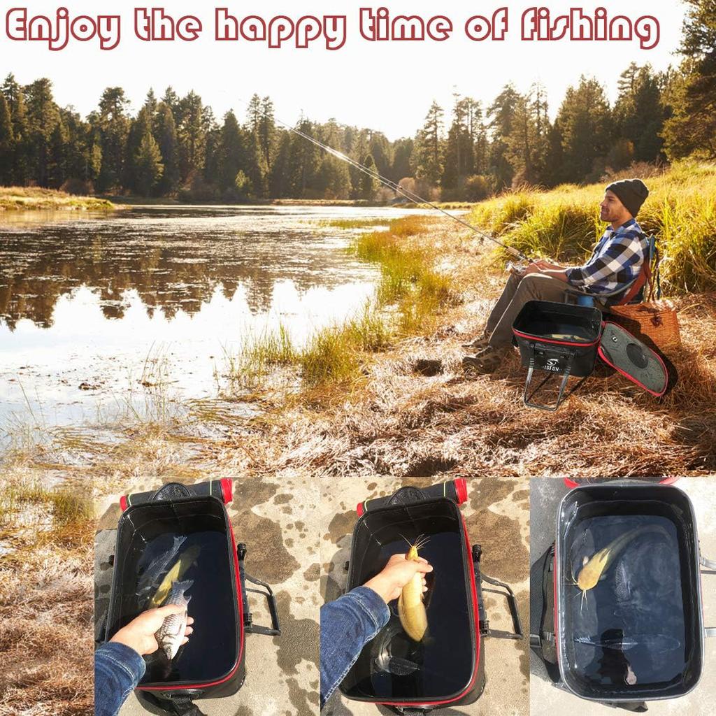 Fishing Bucket, Foldable Fish Bucket,Live Fish Container Multi-Functional Live Fish Bait Bucket,Outdoor Camping EVA Fishing Bag