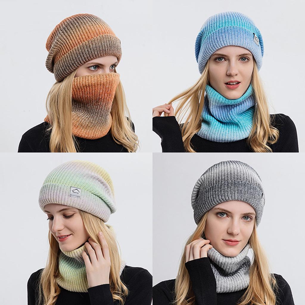 Outdoor Warm Winter Knitted  Hat & Scarf Set Stylish Knit  Cap For Men Women