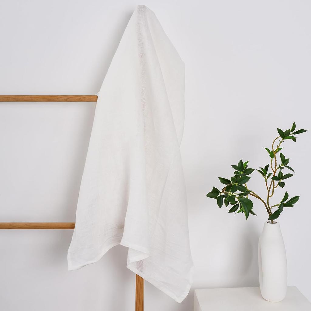 100% Linen Bath Towel 29.5x52 Inch French Flax Linen Quick Dry Towel for Bathroom, Beach, Travel, Sauna, Natural Thin Hair Towel, White