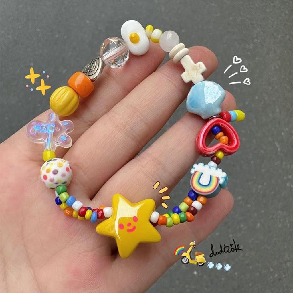 Cute Colorful Beaded Bracelet Simple Cute Star Stretch Bracelets Summer Jewelry Stackable Bangle Friendship Wristbands