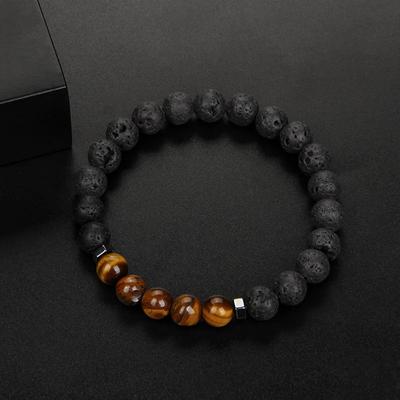 Natürliche Lava Vulkanstein Armband 8mm Hämatit Tigerauge Perlen Armbänder Heilung Yoga Balance Armband Männer Frauen Schmuck Geschenk