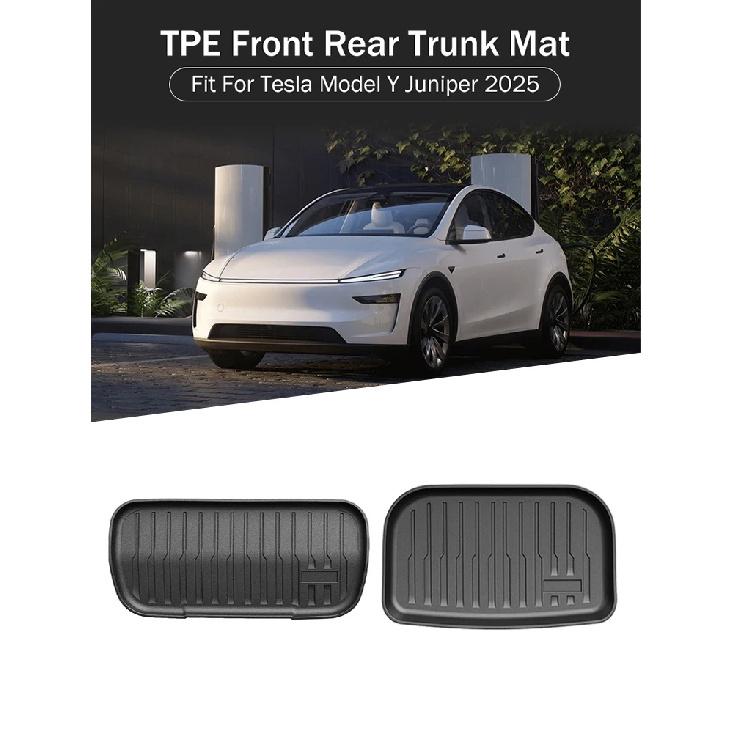 NewFor Tesla ModelY Juniper2025 Front Rear Trunk Mats Cargo Liner Waterproof Anti-slip TPE Pads All Weather Interior Accessories
