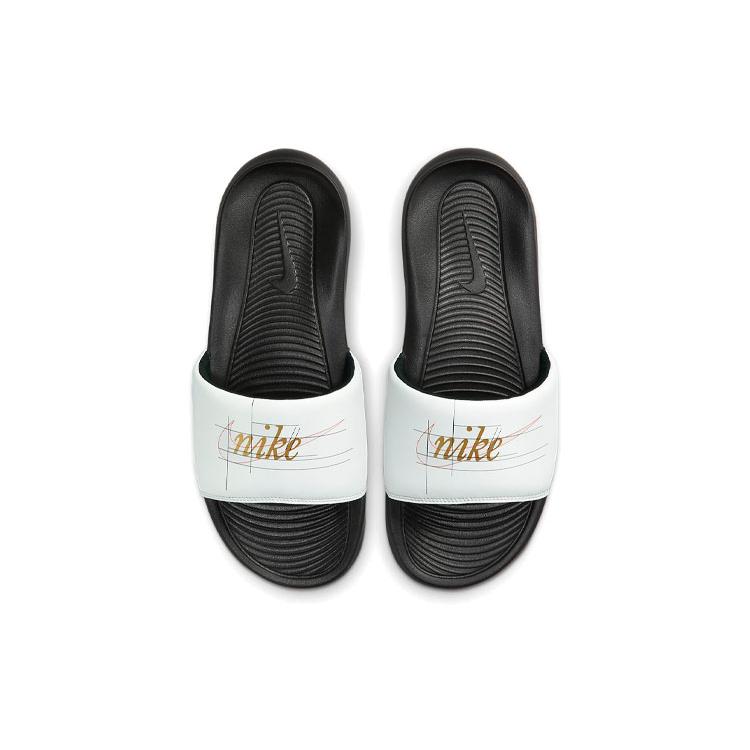 New Nike Victori One Printed Slide 'White Metallic Gold' CN9678-103