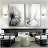 Fiore di tarassaco dipinto su tela quadri moderni in bianco e nero per la decorazione domestica soggiorno poster da parete astratto senza cornice