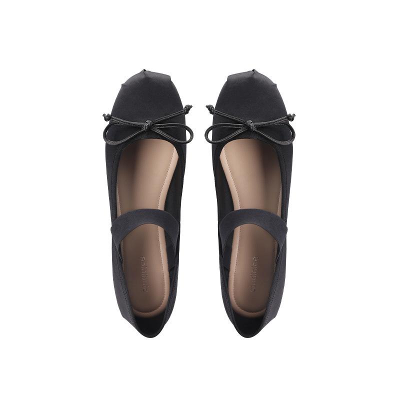 

[Шей] Первая встреча в июле~ Туфли-балетки на плоской подошве с мелким вырезом и бантом женские 33