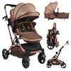 Kleinkind-Kinderwagen 2-in-1 Umbaubar Baby mit Tragewannen-Modus, Verstellbares Verdeck Umkehrbarer Sitz Faltbarer Neugeborenen-Kinderwagen, Hohe Landschafts-Reise