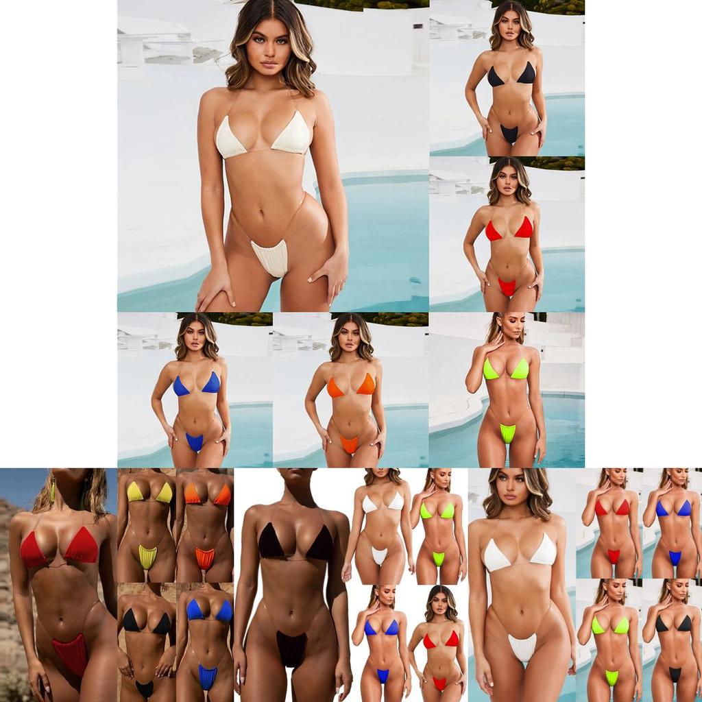 Micro Clear Bikini Straps Women Brazilian Gstring Set Thong Swimwear Swimsuit