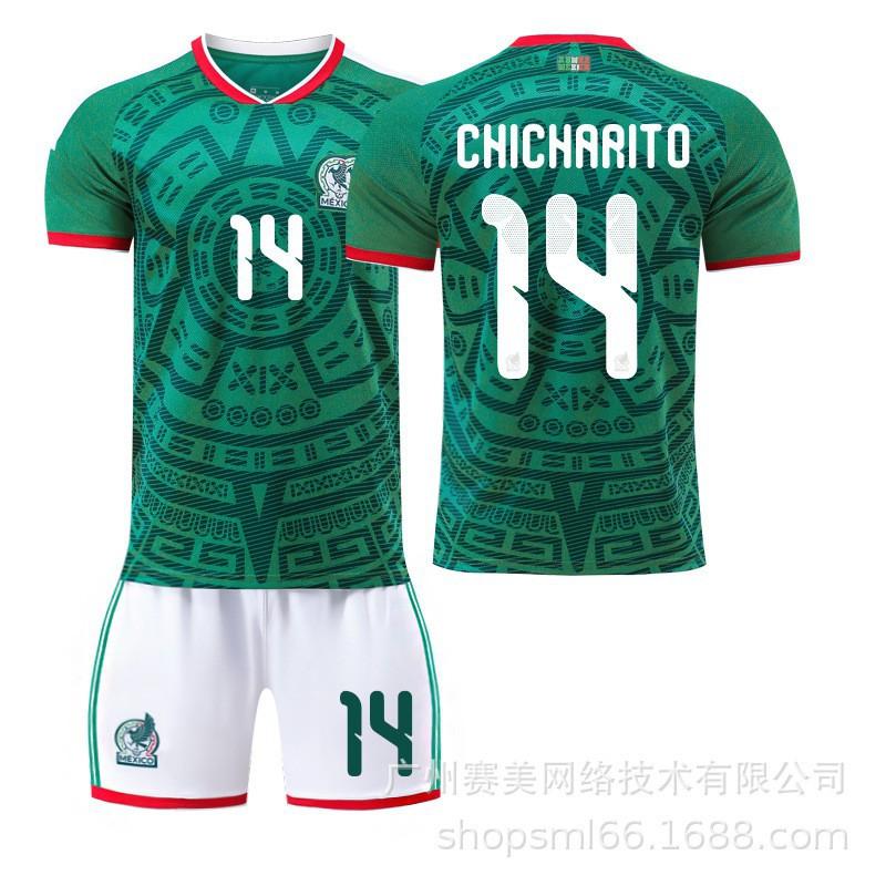 Weltmeisterschaft Mexiko Heim Nr. 9 Raul 11 Jimenez 14 Trikot-Set Kinder-Fußballuniform