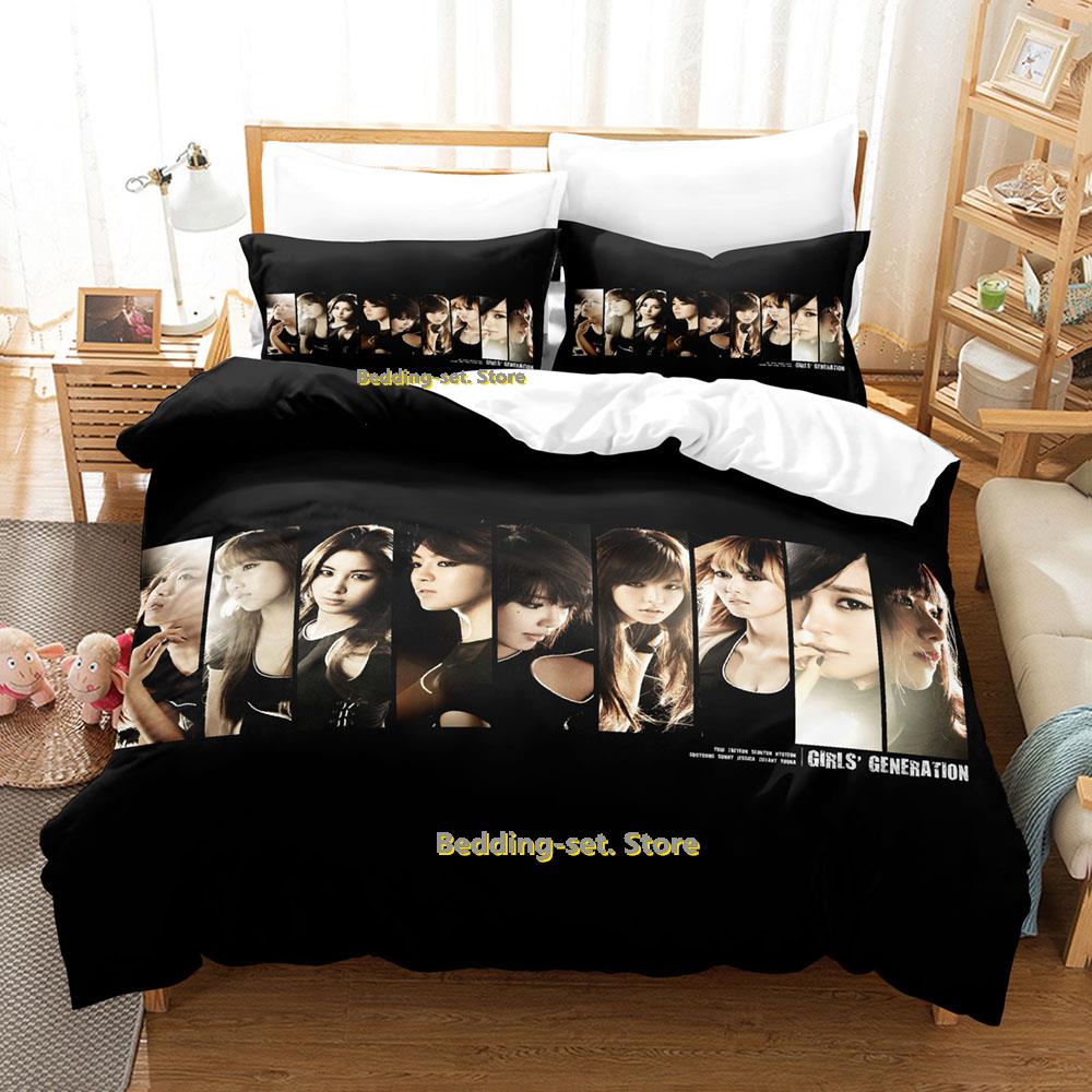 Comforter Kpop Girls Generation Bedding Set Single Twin Full Queen King Size Bed Set Adult Kid Bedroom Three-Piece Suits Kawaii Girls