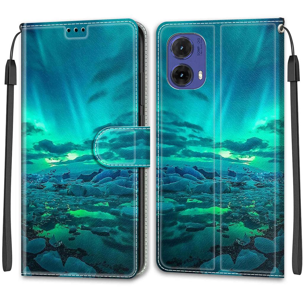 Luxusní lakované kožené pouzdro Wallet Book Style Ochranný kryt pro Motorola Moto G85 5G/G75/G55 5G/G35/G34 5G/G24/G04/G15/G05/G84 5G/G54 5G/G24 Power