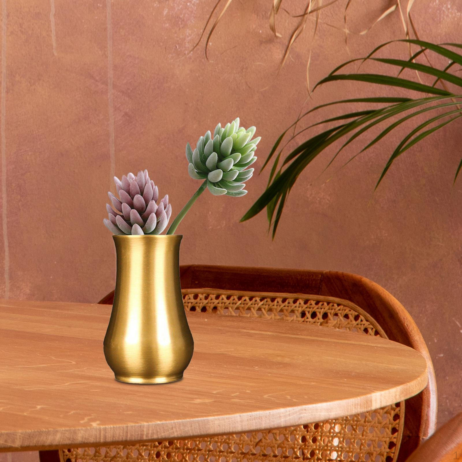 

Brass Vase Flower Arrangements 8.5cmx5.5cm Vintage Metal Decorative for Tabletop Dining