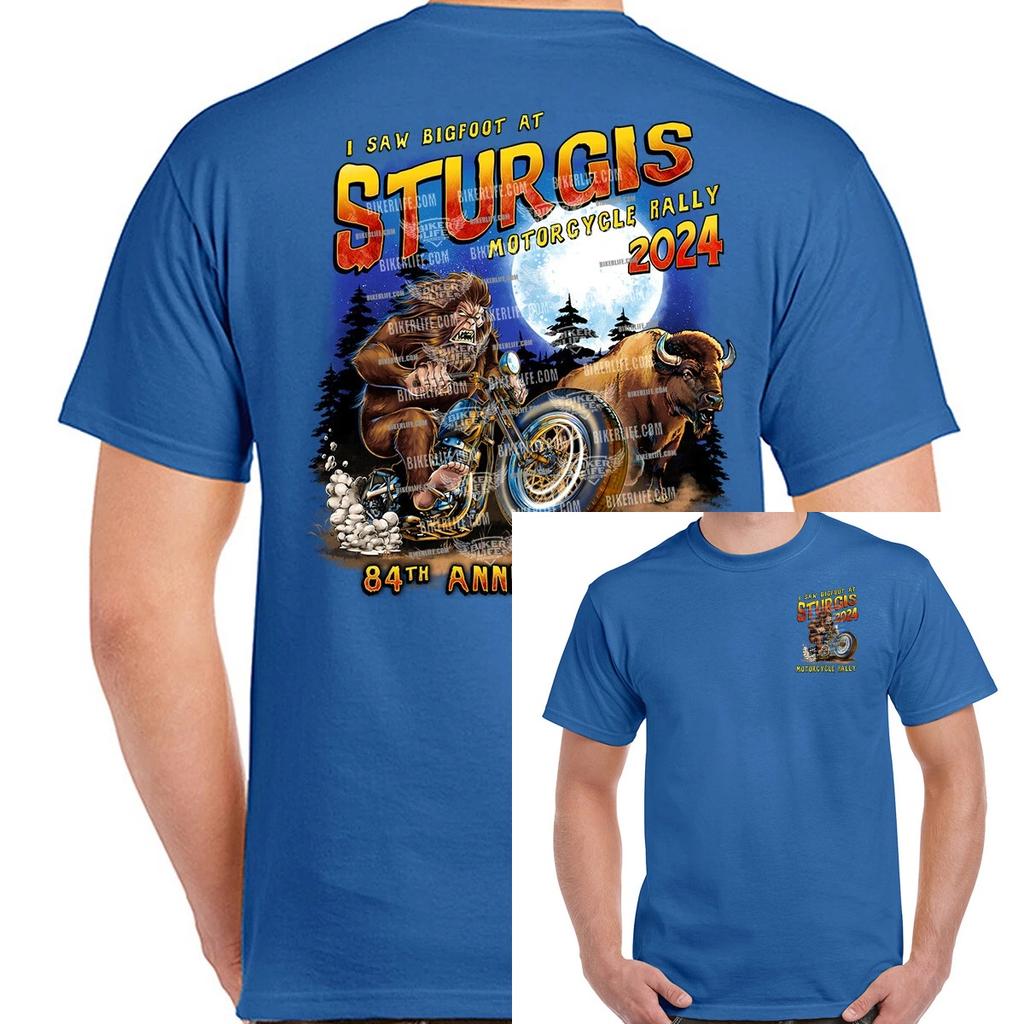 New 2024 Sturgis Motorcycle Rally Legend Of Bigfoot Tshirt Graphic Printing Highend Luxury Unisex Style Both Of Men And Women