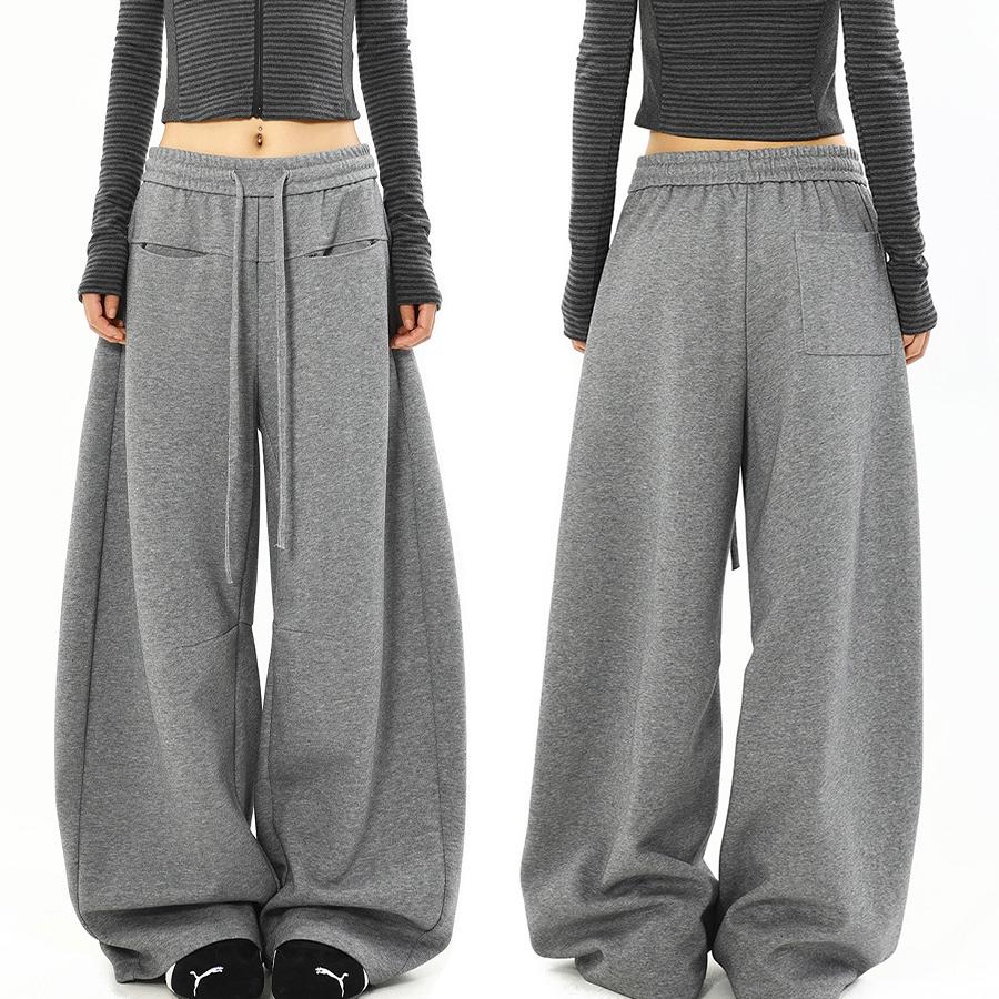 Vintage Retro Women's Wide Leg Pants Casual Trousers Spring/Autumn Loose Drop Straight Leg Sporty Pants