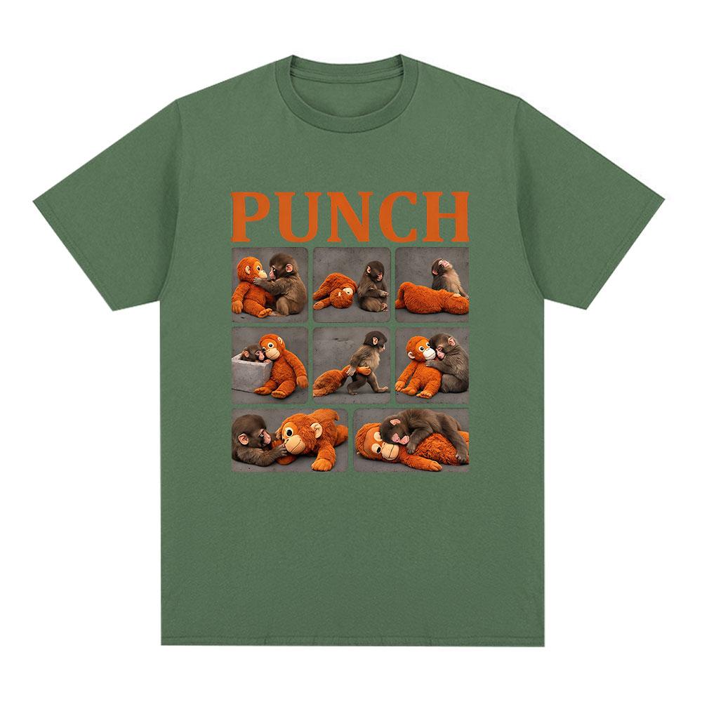 Punch The Monkey Baby Zoo Funny Meme Tshirts Unisexs Women Clothing Casual Cotton Tshirt Fashion Oversized Short Sleeves T Shirt