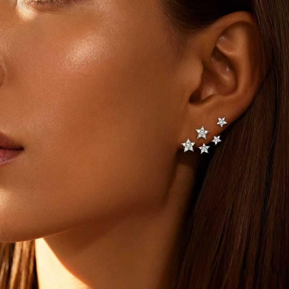 Elegant Sparkling Studs Light Luxury Zircon Earrings Women Star Crystal Earrings  Gifts