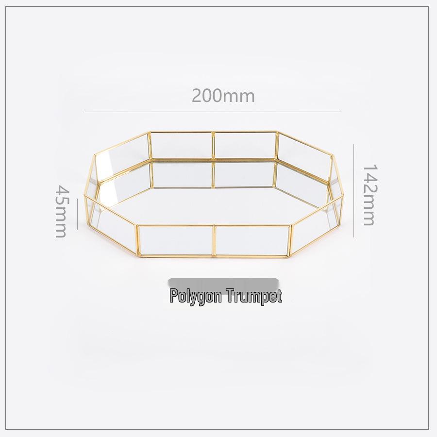 

Nordic Glass & Gold Mirror Storage Tray - Polygonal Brass Holder for Cosmetics Default