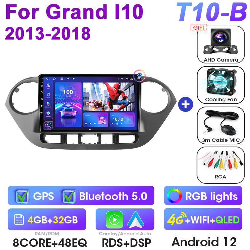 2 Din Android 12 Car Radio For Hyundai Grand I10 2013-2018 Multimedia Video Player GPS 4G Carplay Auto Stereo RDS DVD Head Unit