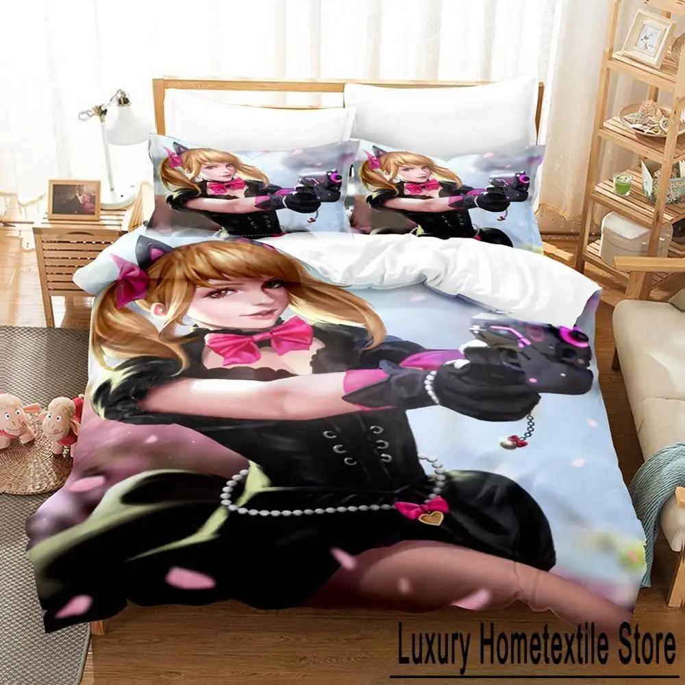 

New Anime Dva Overwatch Bedding Set Duvet Cover Comforter Quilt Pillowcase King Queen Twin Size for Boys Girls Adults 70x133cm 2pcs
