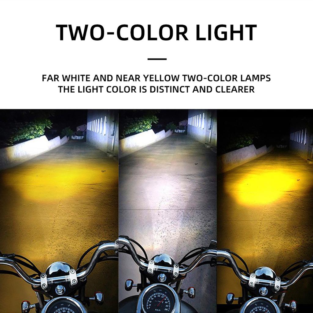 Car Work LIghts Motorcycle LED Dual Color Mini Lens Headlight Driving Light Fog Lamps Motorcycle Headlights SUV UTV Spotlight