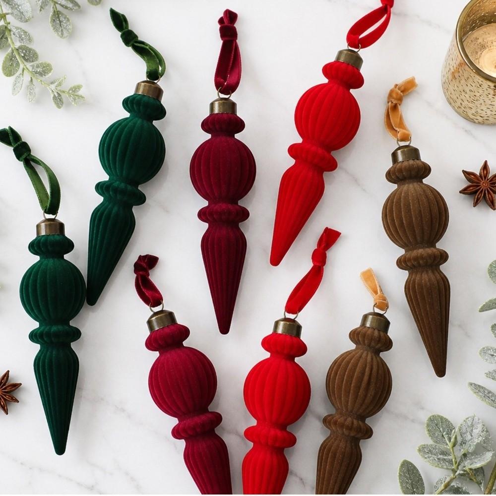 6pcs/Box Velvet Ball Christmas Tree Ornament Plastic Cone Ornaments New Year Decor