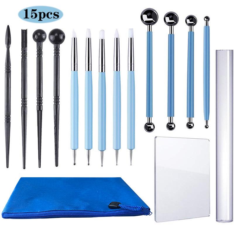 

Набор из 15 инструментов для лепки из полимерной глины: Художественные инструменты для точечной росписи и резьбы