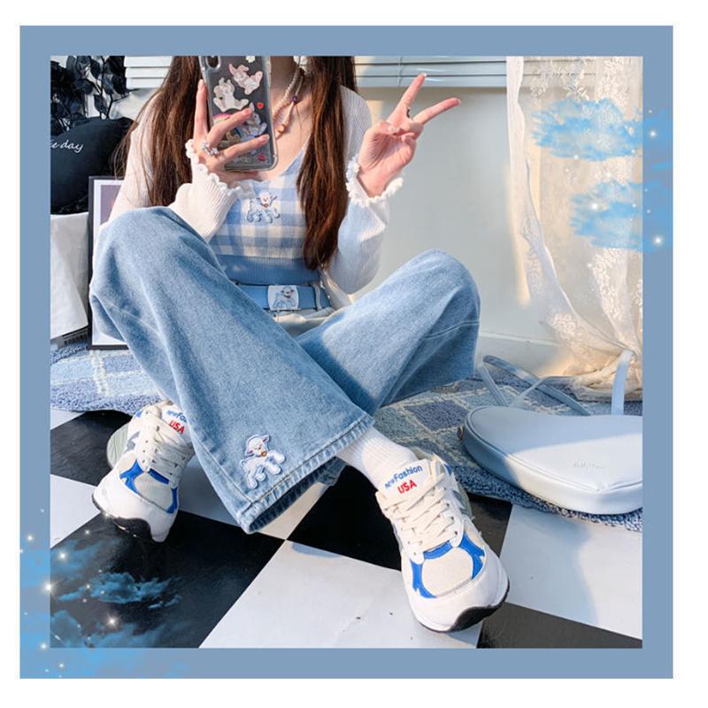 Primavera 2022 moda donna a vita alta y2k jeans a gamba larga da donna larghi gradiente donna denim capris pantaloni jean mamma jeans pantaloni