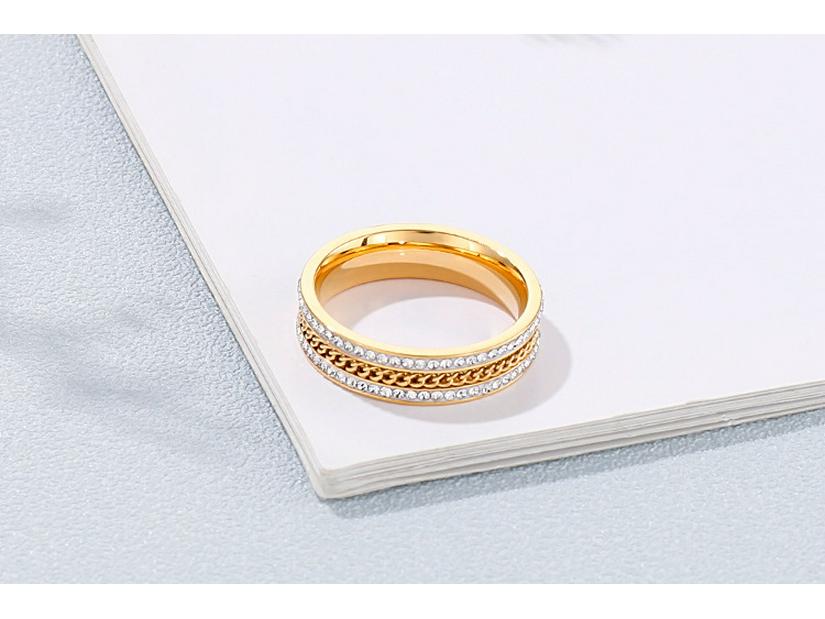 Kalen Women's Titanium Steel Diamond Rings - Single/Double Row, Simple Inlaid Design