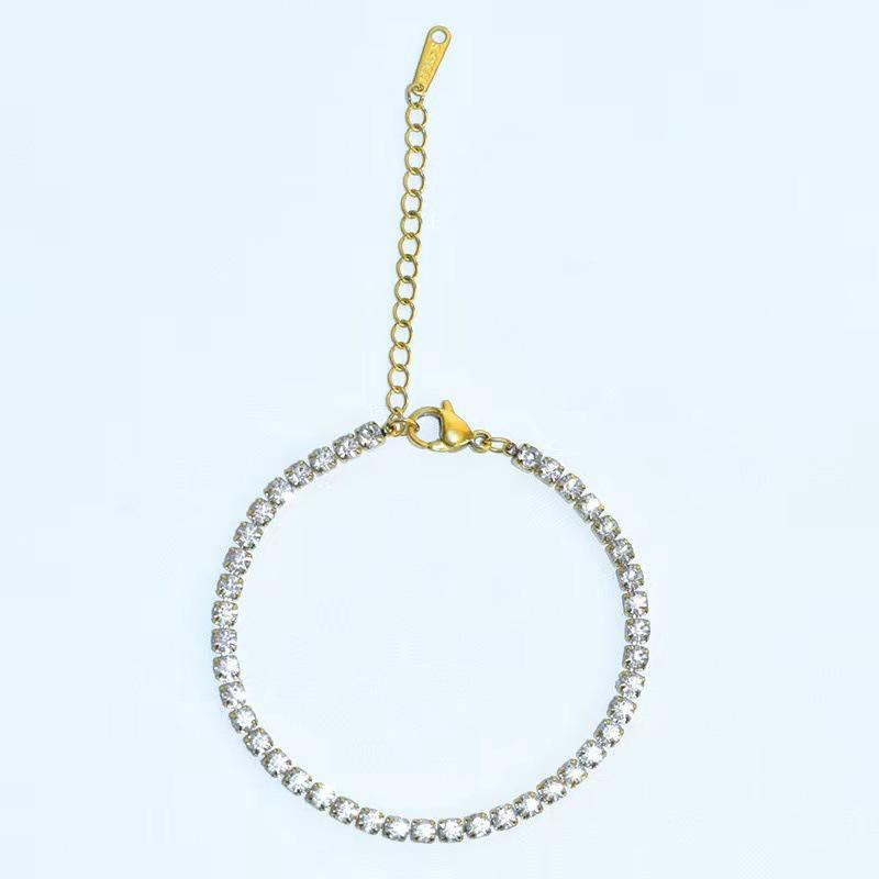Elegant Titanium Steel Diamond Bracelet - High-End European & American Style