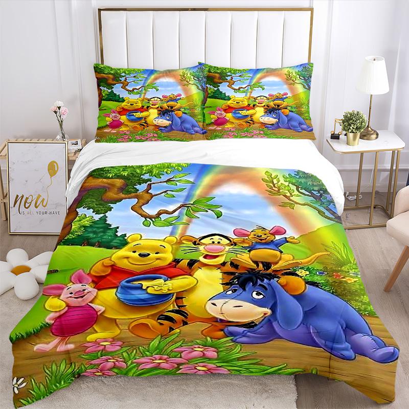 Winnie Pooh Friends Print 3Pcs Bedding Setduvet Cover With 2 Bedropillowcase Home Birthday Gift