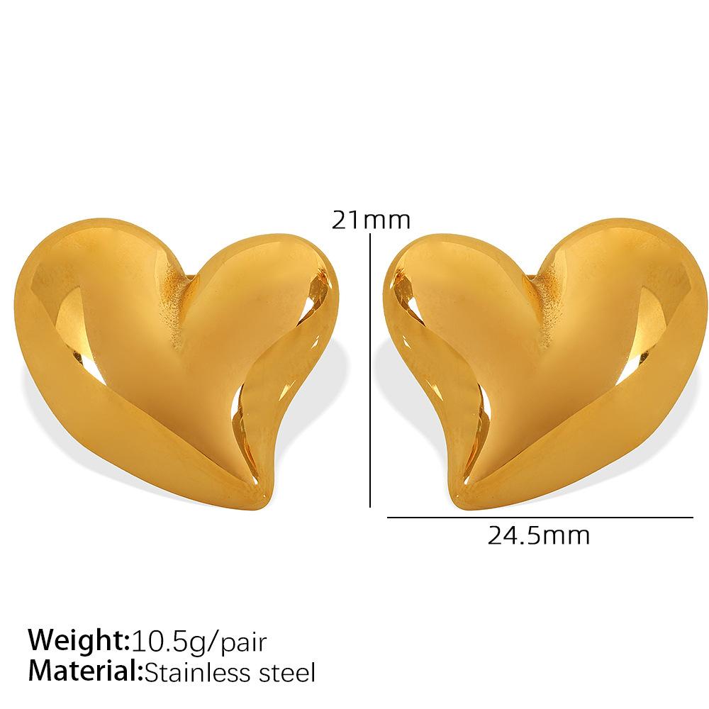 

Design sense ins wind titanium steel special-shaped love stud earrings women s mirror contrasting color versatile earrings