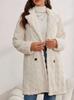 Women's Plush Double-Breasted Mid-Length Coat - Comfortable, Casual, Warm Suit Collar.