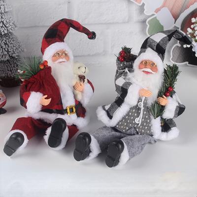2pcs Carrying Gift Sitting Posture Nordic Santa Claus Doll Christmas Decorations Window Decoration Props