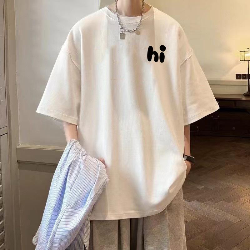 Летняя новая футболка с короткими рукавами из чистого хлопка для мужчин свободная футболка с короткими рукавами модная универсальная модная брендовая футболка S 2324₽