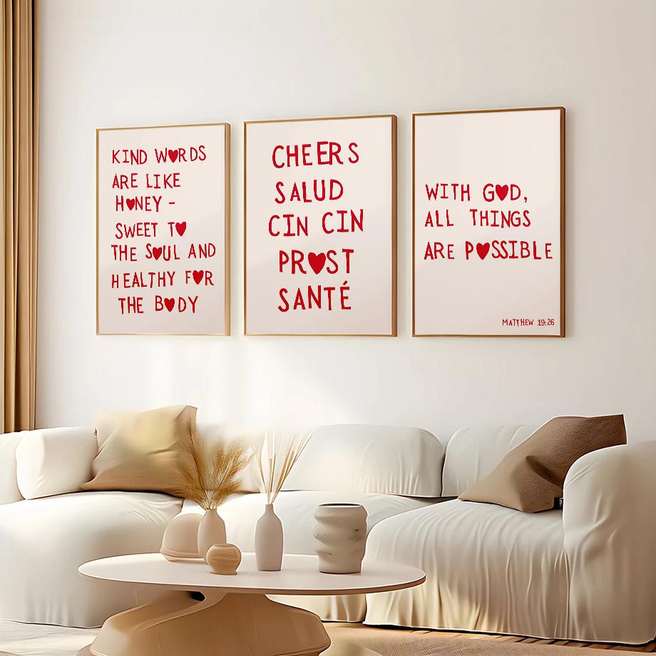 Family Quote Wall Art Posters Love Heart Prints Decoration Nordic Minimalist Picture Canvas Painting Bedroom Living Room Decor