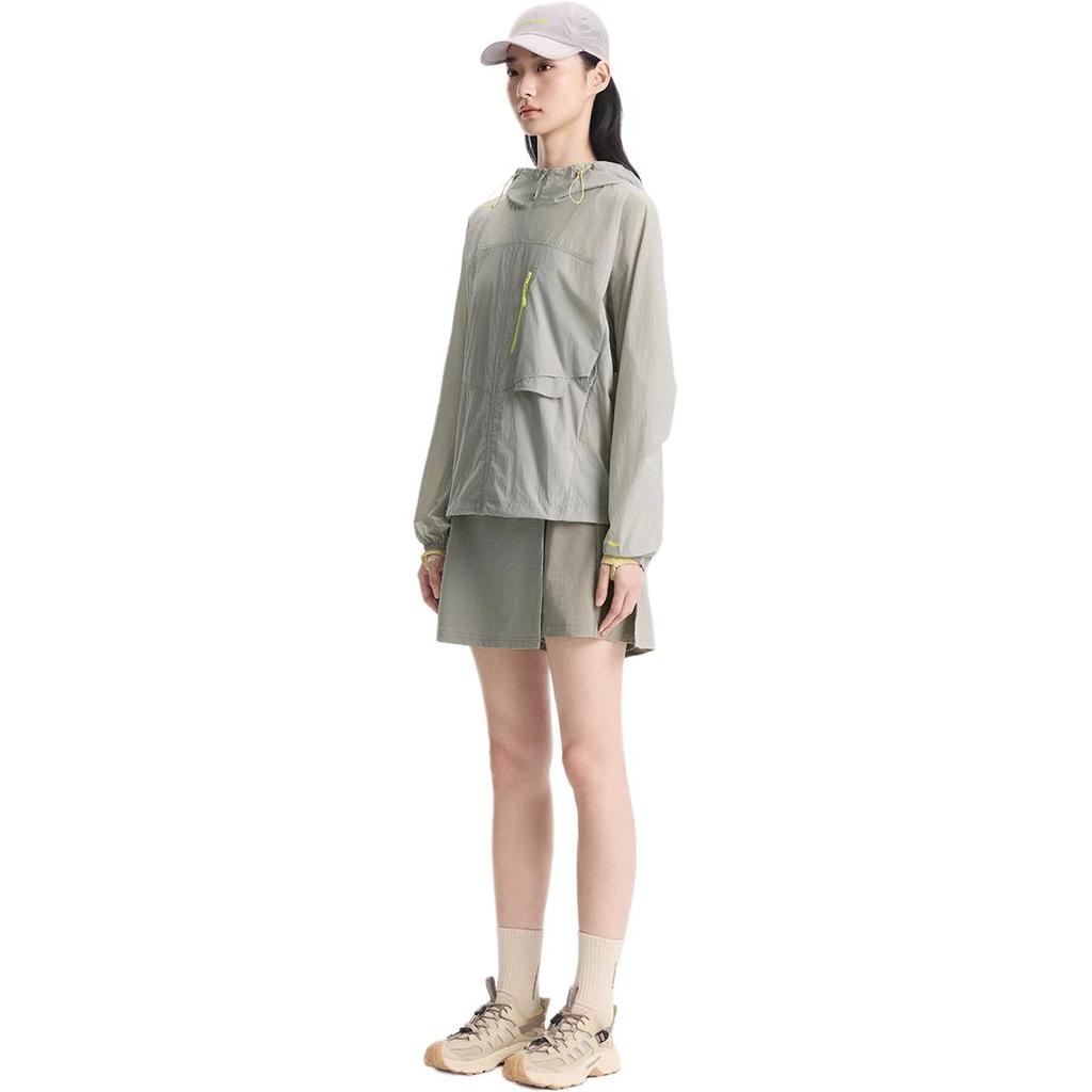Li Ning Outdoor CF Leicht Kühlendes Gefühl Wasserabweisend Dry UPF 50+ Mit Kapuze Sonnenschutz Windjacke Damen Oberbekleidung Rauchgrau AFDW216-3