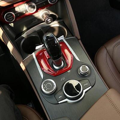 For Alfa Romeo Giulia Stelvio 2017-2019 Accessorie Red Real Carbon Fiber Interior Center Console Gear Shift Panel Cover